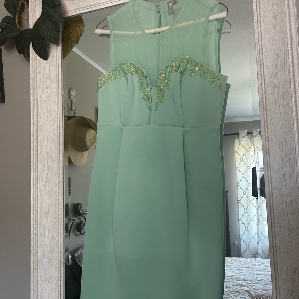 ASOS Green Ruched Sheath Midi Dress